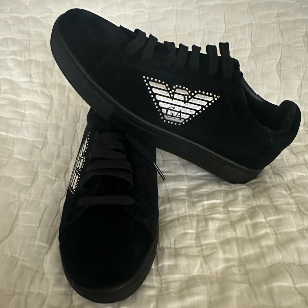 Emporio Armani Black women’s suede sneaker